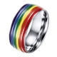thumbnail image 3 of Anillo De Orgullo LGBT De Arco Iris De Esmalte De Acero Inoxidable De 8 Mm Tama?o De EE. UU. 11 20,7 Mm, 3 of 5