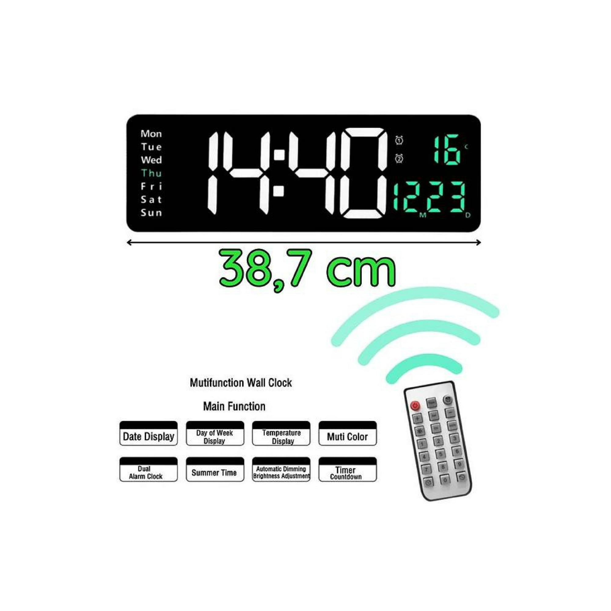 Reloj De Pared Digital Grande De 38.7 Cm