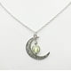 thumbnail image 3 of Collar con luna creciente y obsidiana plateada que brilla en la oscuridad - Amuleto de luna azul brillante - Collar de hada de fantasía mágica brillante - Joyería brillante (azul cielo), 3 of 3