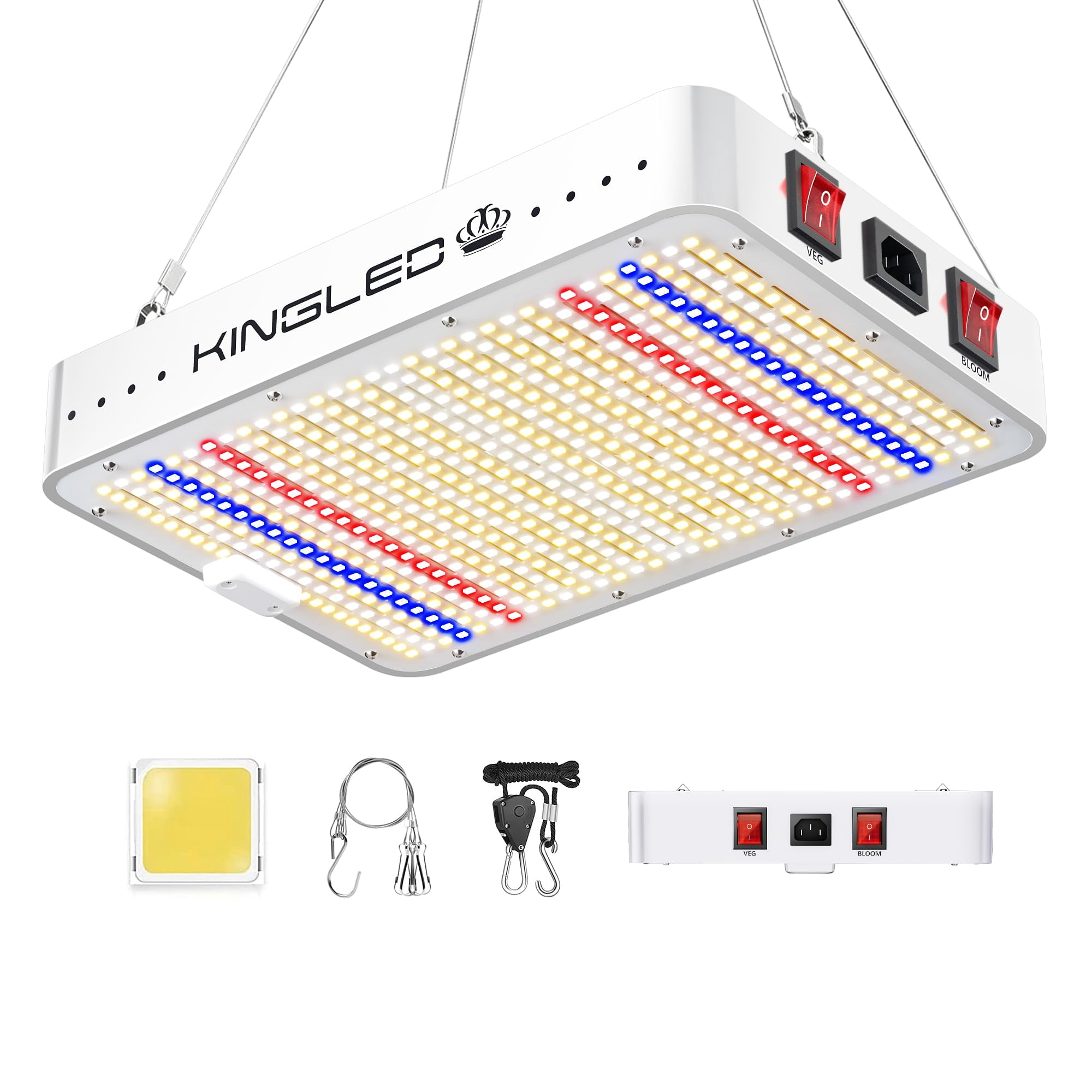 Kingplus - Luces Led De Cultivo Kingled Kp1000 De Espectro Completo De 2 X 2 Pies