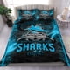 thumbnail image 1 of Cronulla Sharks Quilt Doona Duvet Cover NRL Bedding Double Queen Kid Gift 3-Piece Bedding Set, 1 of 5