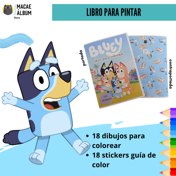 Libro Para Pintar Bluey con stickers