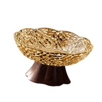 Magideal - Frutero Decorativo De Diseño Contemporáneo Y Patrón En Madera Ideal Para Servir Frutas Postres Dulces Y Como Adorno Principal Adecuado Para Reuniones M. Brown