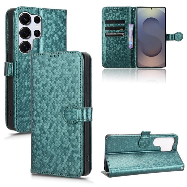 Funda Cartera Lunares Samsung Galaxy S26 Ultra con Tarjetero, Correa y Soporte Verde