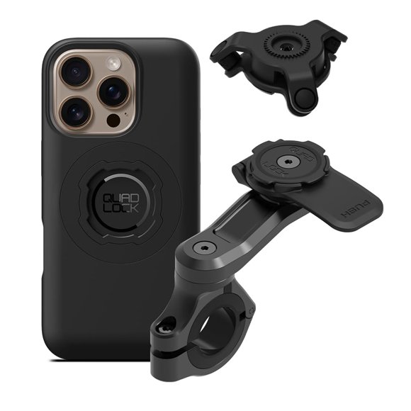 Kit PRO de Soporte para Teléfono Quad Lock para Manillar de Moto con Amortiguador de Vibraciones