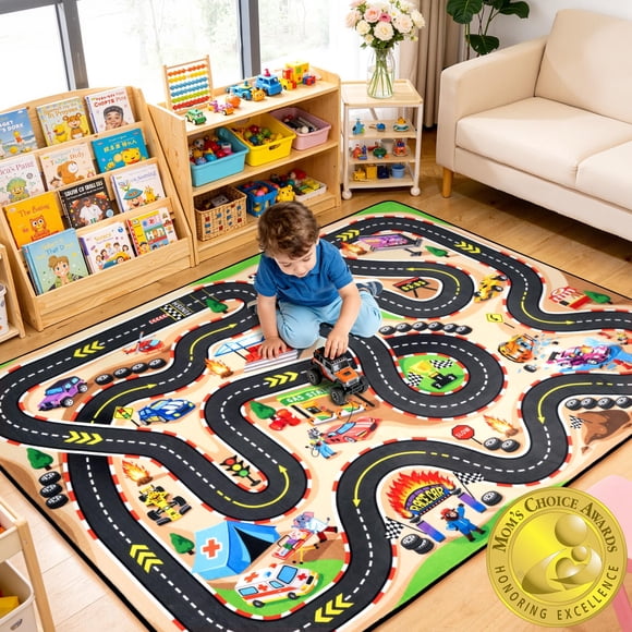 Alfombra Cavorel 183 cm x 274 cm de pista de carreras para niños
