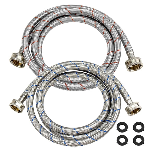 Mangueras de acero inoxidable para lavadora Beaquicy de 6 pies, paquete de 2