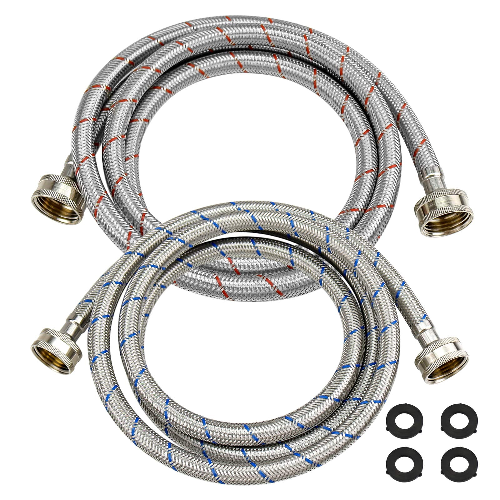 Mangueras De Acero Inoxidable Para Lavadora Beaquicy De 6 Pies, Paquete De 2