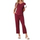 thumbnail image 2 of INSPIRE CHIC Conjuntos de Pijama para Mujer Ropa de Dormir de Verano con Sujetador Incorporado Camisetas de Manga Corta y Pantalones Conjunto de Salón con Bolsillos L Rojo, 2 of 6