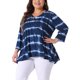 thumbnail image 4 of Agnes Orinda Cuello en V Tallas Grandes Ropa de Halloween para Mujeres Manga 3/4 Codo Ajuste Suelto Blusa Casual Camiseta Tie Dye Camisetas de Moda 1X Azul Blanco, 4 of 6