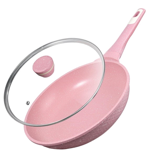 Sartén antiadherente Xuanying de 8" con tapa, rosa