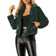 thumbnail image 5 of INSPIRE CHIC Chaqueta Recortada de Mujer con Cuello con Muesca, Manga Larga, Abierta, de Piel Sintética, Esponjosa, Talla S, Verde Oscuro, 5 of 7