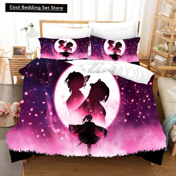 Fashion Anime Ghost Killing Blade Bedding Sets Duvetcover Set With Pillowcase Twin Full Bedclothes Bed Linen Bed Sheets