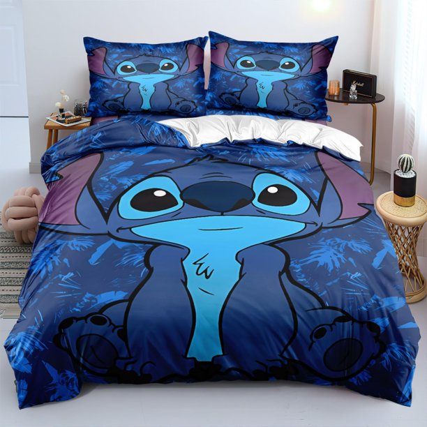 Stitch Bedding Duvet Cover Anime Bedding Sets 3D Printed Lightweight 3 Pieces Comforter Cover Sets
