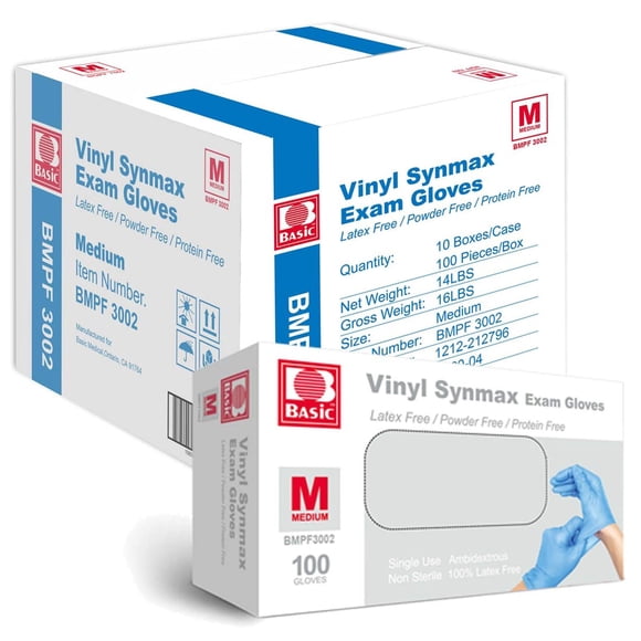 Guantes de examen de vinilo Jointown Synmax sin látex Medium 1000