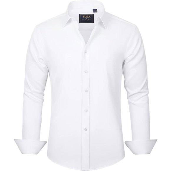J.VER Camisa de vestir para hombre, manga larga, elasticada y resistente a las arrugas, talla S