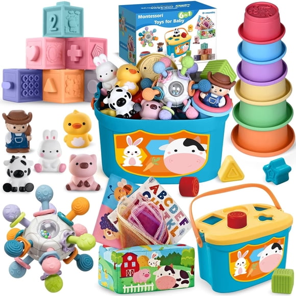 Juguetes Montessori 6 en 1 SpringFlower Set Sensorial Apilable Bebé