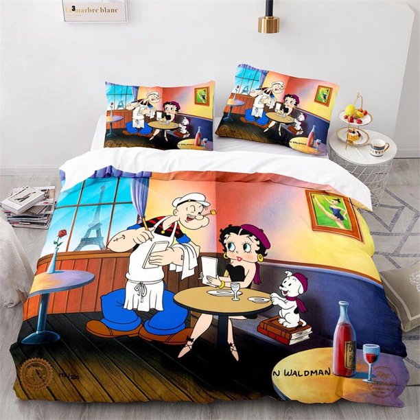 Cover Set Bedding Set Home Textiles Betty Boop Sailor Waiter Popeye Gift3-Piece Bedding Set (1 Duvet Cover + 2 Pillow Shams)