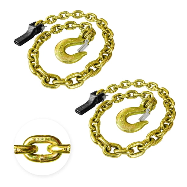 Cadena de seguridad para remolque YATOINTO, grado 80, 35 cm, con gancho de horquilla de 5/16 pulgadas