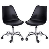 Moboi - Pack 2 Sillas De Escritorio Tulip Eames Acolchada Giratoria Negra