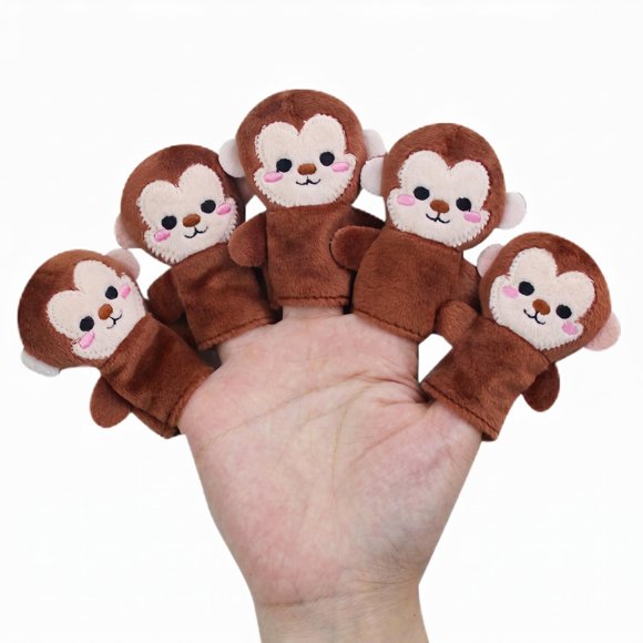 Marionetas de dedo LOMTRATS mono 7,5 cm (5 unidades) terciopelo suave