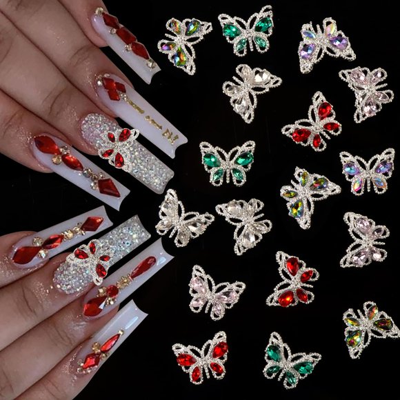 Encantos para uñas WEILUSI 30 uds mariposa 3D aleación 50 g