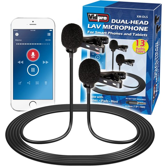 Micrófono VidPro XM-DLS de Doble Cabeza con Cable de 4 m