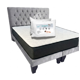 thumbnail image 1 of Cama 2 Plazas Felpa Gris Claro + Pack de Almohadas + Colchon con Respaldo y Bases divididas, 1 of 6