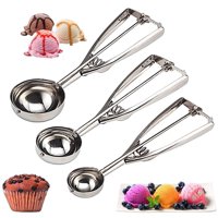 Juego De Cucharas Para Galletas Ssydl De Acero Inoxidable, 3 Unidades, Con Gatillo