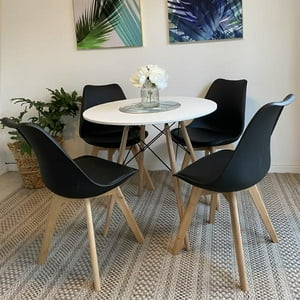 Cori Cori - Comedor Mesa Blanca 80Cms + 4 Sillas Tulip Negro