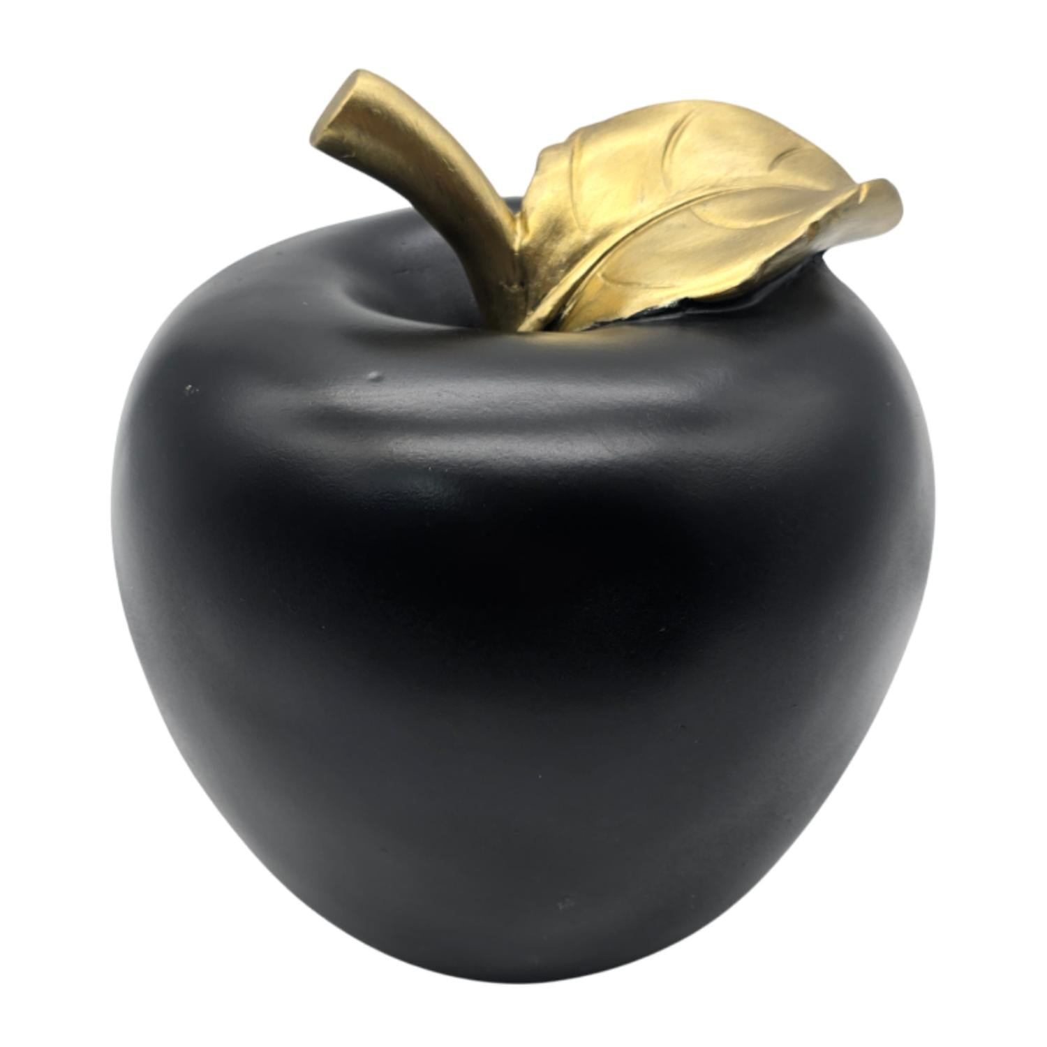 Fliperex - Figura Adorno De Manzana Negra Decorativa En Resina Moderna Negro