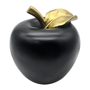 Fliperex - Figura Adorno De Manzana Negra Decorativa En Resina Moderna Negro