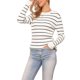 thumbnail image 4 of INSPIRE CHIC Suéter Casual para Mujer con Cuello Redondo a Rayas Hueco Trabajo Otoño Invierno Suéteres de Moda M Blanco, 4 of 6
