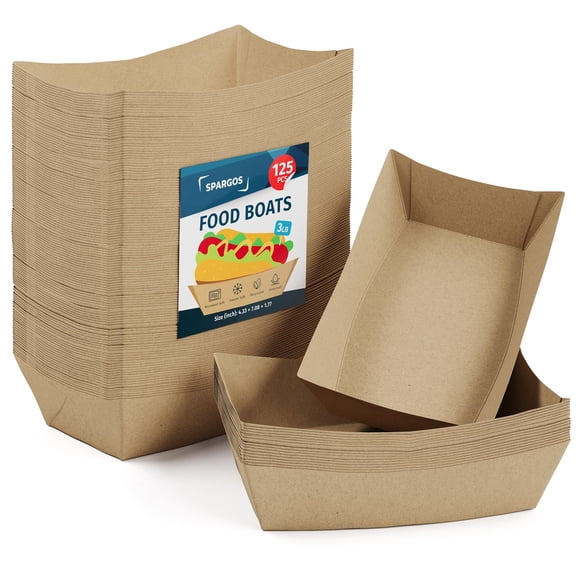 Papel marrón Food Boats SPARGOS de 3 libras (paquete de 125) a prueba de fugas y apto para el congelador