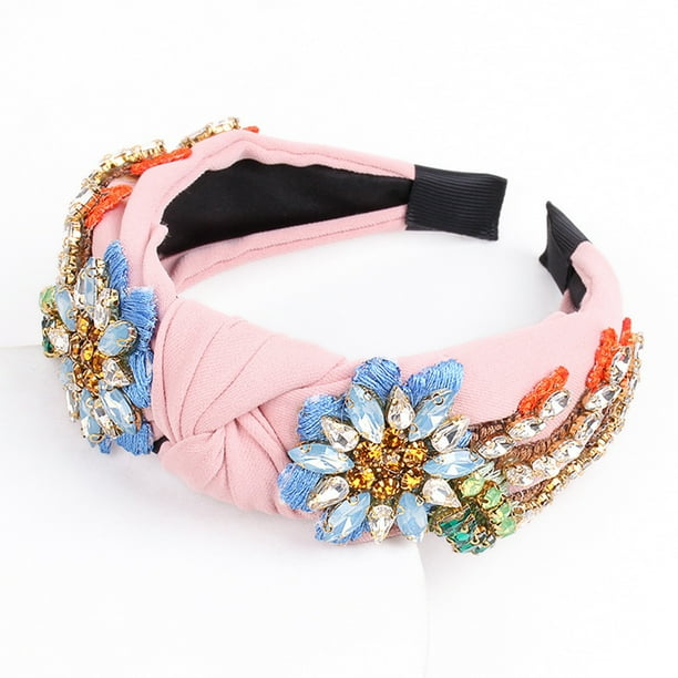 Tocado de diamante de agua de cristal para mujeres, cinturón de pelo bordado, exquisito cinturón de pelo para mujeres, accesorios para el cabello, disponible en varios colores