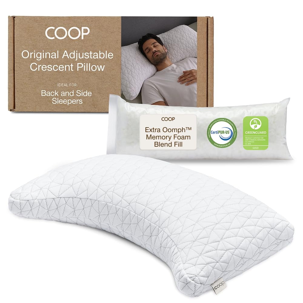 Almohada Ajustable Coop Home Goods Crescent King Firme Media