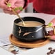 thumbnail image 3 of Taza de espresso, juego de taza de capuchino de 300 ml, taza de café de mármol con platillo, porcelana, taza, platillo, cuchara, negro, 3 of 6