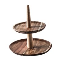 Magideal - Soporte De Pastel De Madera, Plato De Postre, Decoración Del Hogar, Bandeja De Servicio Rústica, Bandeja Escalonada Decorativa De Granja Para El Hogar 2 Capas