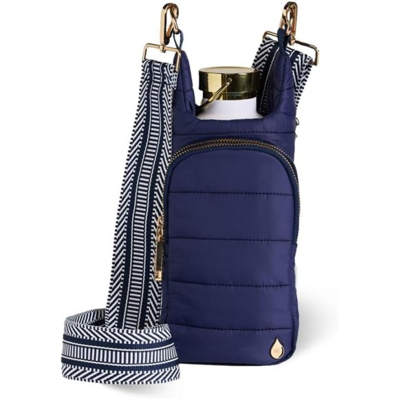 Bolso bandolera WanderFull con portabotellas de 32 oz - Azul marino mate