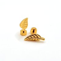 Tiana Joyas - Aros De Hojas De Plata 925 Bañados En Oro 18K