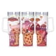 thumbnail image 1 of Juego de Pizza Vaso aislado de acero inoxidable con asa, diseño temático, regalo para familia, amigos y fans; incluye pajita y encaja en el portavasos estándar, 40 oz, 1 of 6