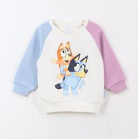 Polerón Cerrado Niña Mangas Bicolor Blanco Bingo & Bluey