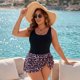 thumbnail image 2 of Agnes Orinda Traje de Baño de Una Pieza para Mujer Talla Grande Vestido de Playa Floral con Push Up y Pantalones Cortos Integrados 1X Leopardo, 2 of 8
