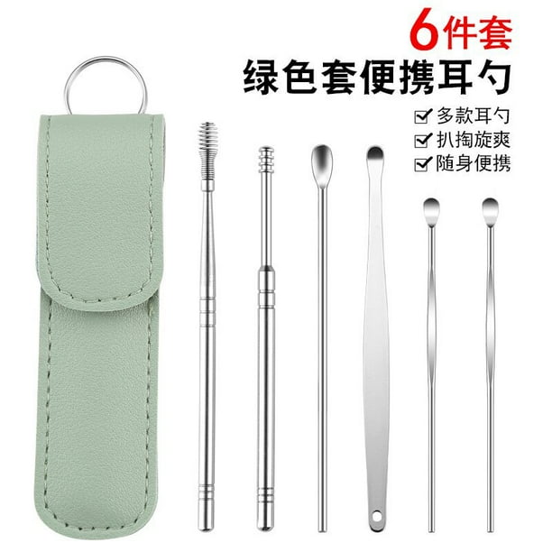 6PCS Ear Cleaner Wax Removal Tool Earpick Sticks Earwax Remover Curette Ear Pick Cleaning Ear Cleanser Spoon Health Care Earpick