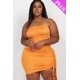 thumbnail image 1 of Vestido Mini con Detalle Fruncido Ajustable y Curvas, Talla 3XL, Color Crema Tomate, 1 of 5