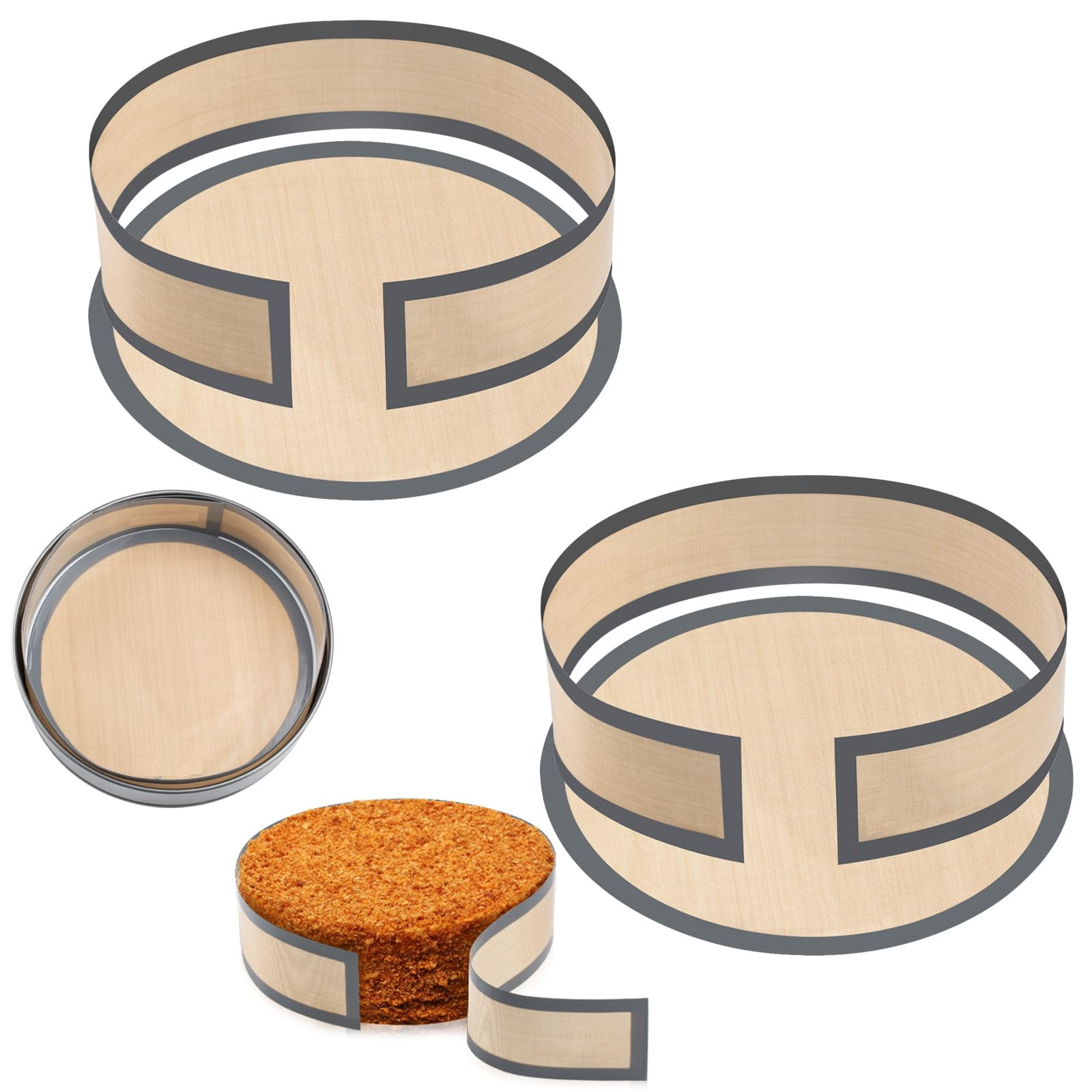 Xusx111 - 2 Paquete De Alfombra De Hornear De Silicona Para La Sartén Springform 9 Pulgadas, Evitar Que El Pastel Se Pegue A La Parte Inferior Y Lateral, Alfombra De Hornear De Silicona Fácil De Limpi