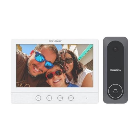 Kit Video Portero Hikvision Ds-Kis212 Hd 4 Hilos Analógico 7"" Gris