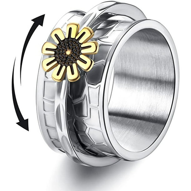1pc Punk Stainless Steel Butterfly Anxiety Ring - Unisex Rotating Fidget Spinner for Stress Relief & Wedding Parties!