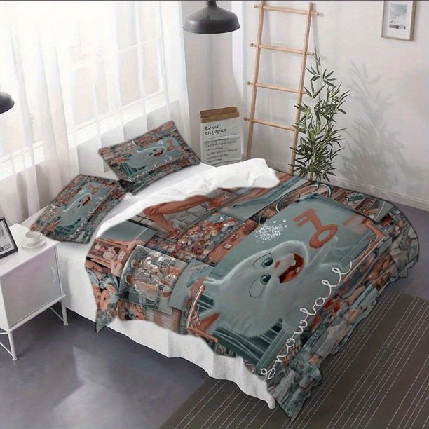 3pcs Snowball Collage Poster Duvet Cover Set - 2/3 Set of Bedding Soft Duvet Cover And 1/2 Pillowcase