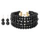 thumbnail image 3 of Gargantilla De Perlas Y Pendientes Para Mujer Conjunto De Bisutería Negro, 3 of 5